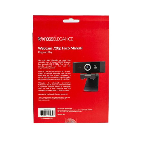 Webcam Kross HD 720P USB com tripé ajustável KE-WBM720P - Image 10